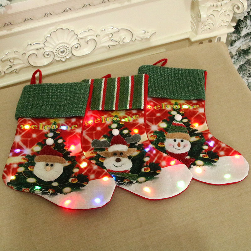 Large LED Illuminated Christmas Stocking Ornament