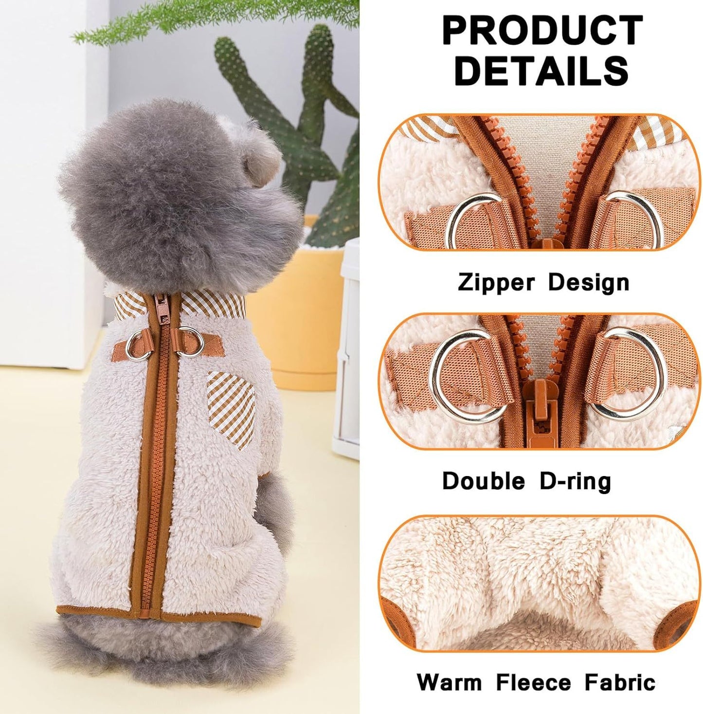 Fleece Dog Coat for Small Dog