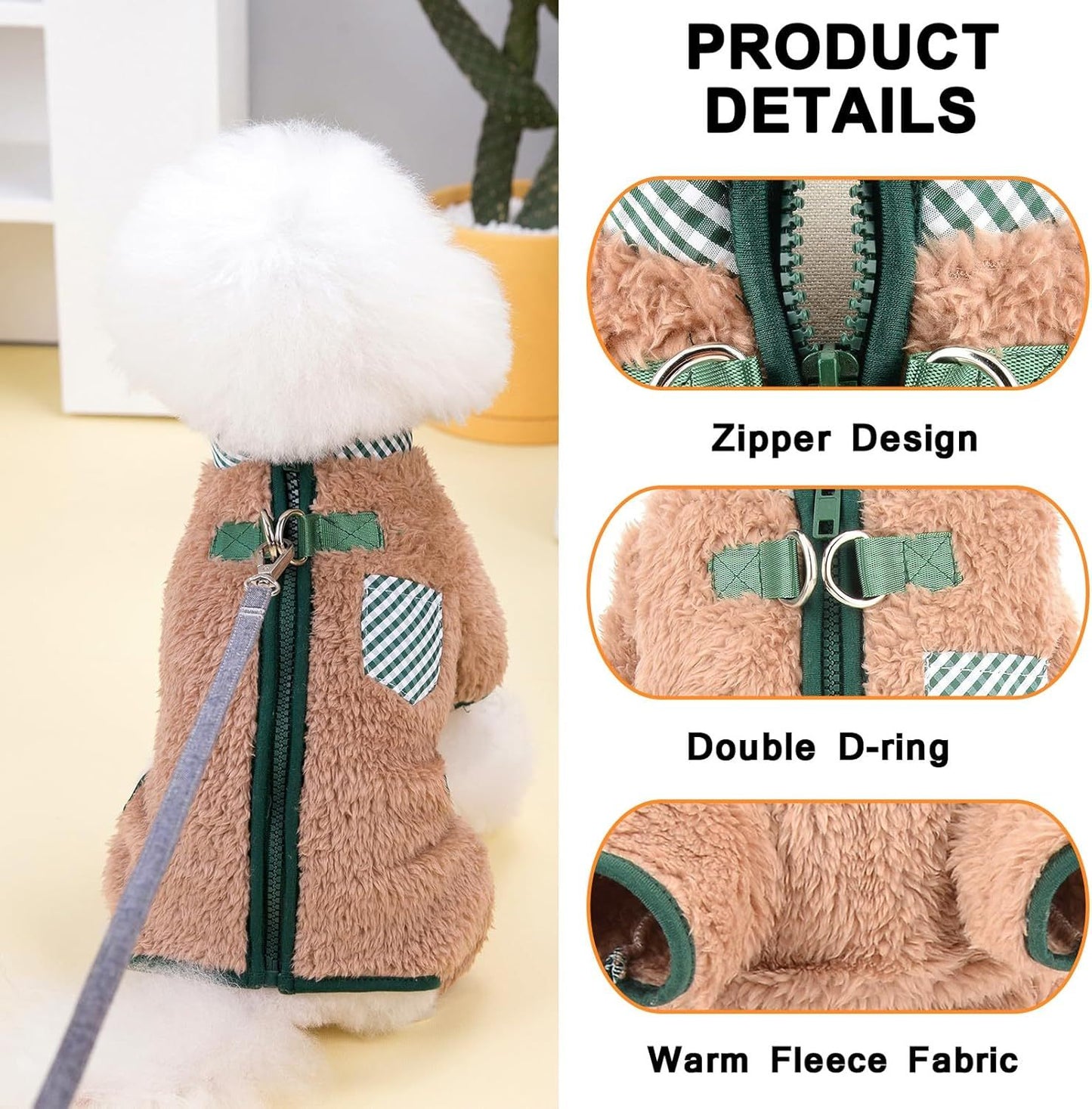 Fleece Dog Coat for Small Dog