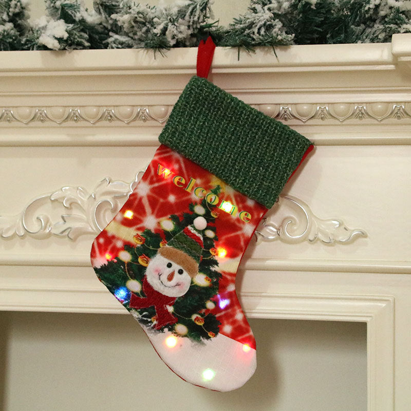 Large LED Illuminated Christmas Stocking Ornament