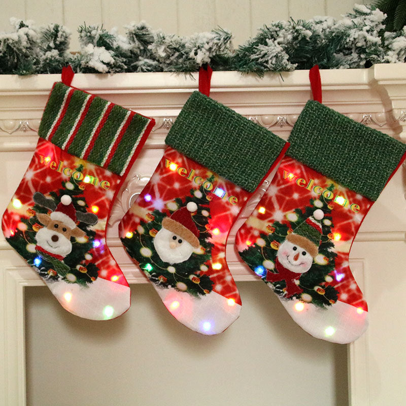 Large LED Illuminated Christmas Stocking Ornament