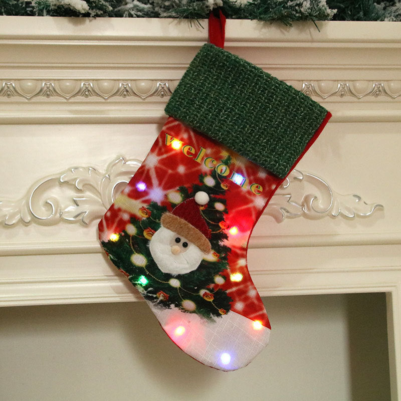 Large LED Illuminated Christmas Stocking Ornament