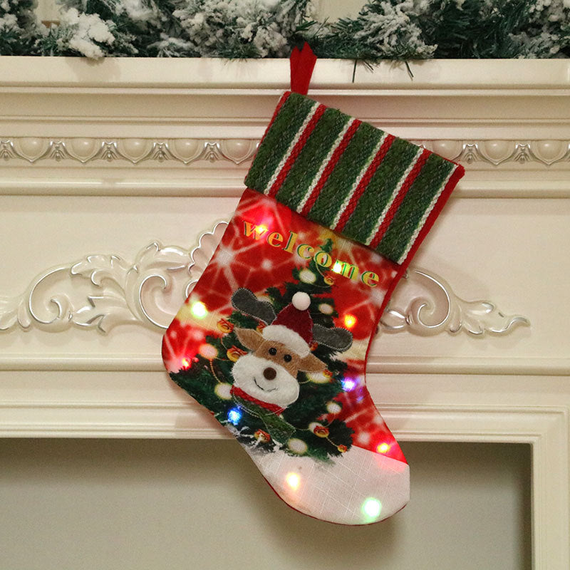 Large LED Illuminated Christmas Stocking Ornament